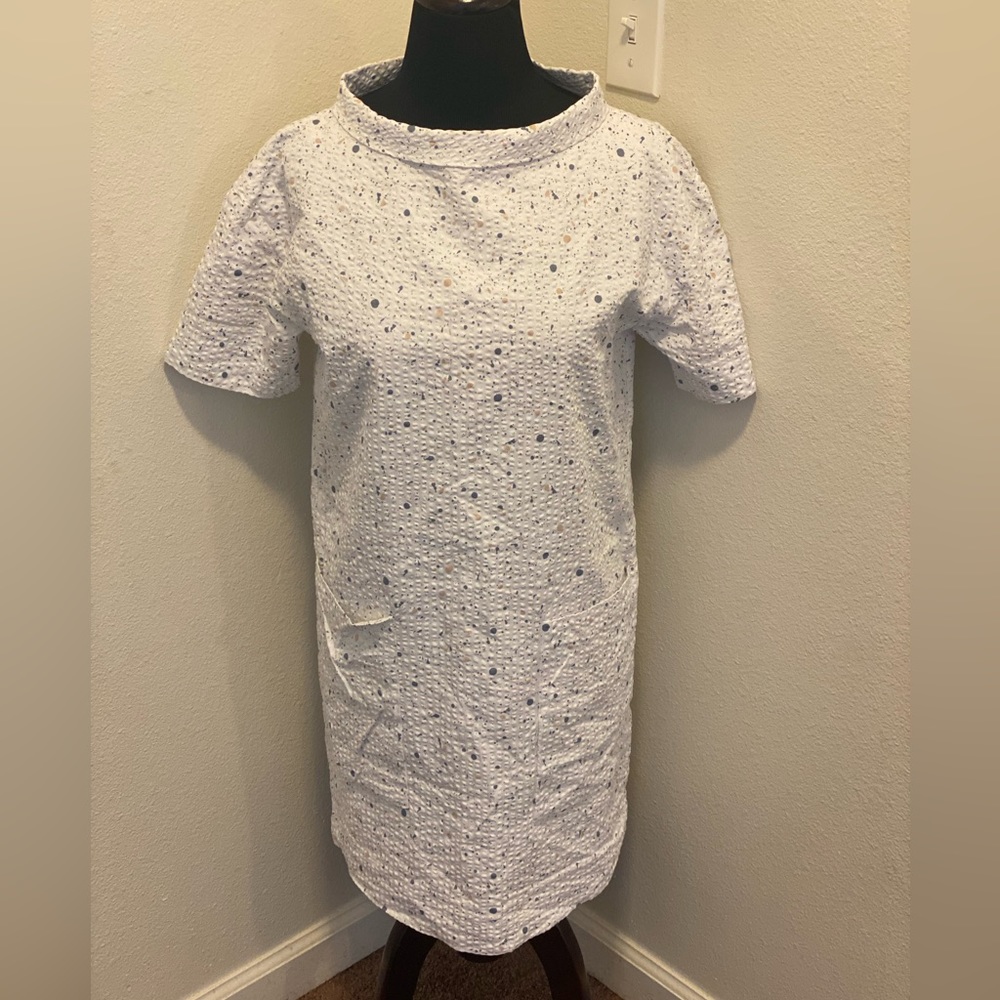 COS White Paint Splatter Dress Retro Shift Dress Size 2